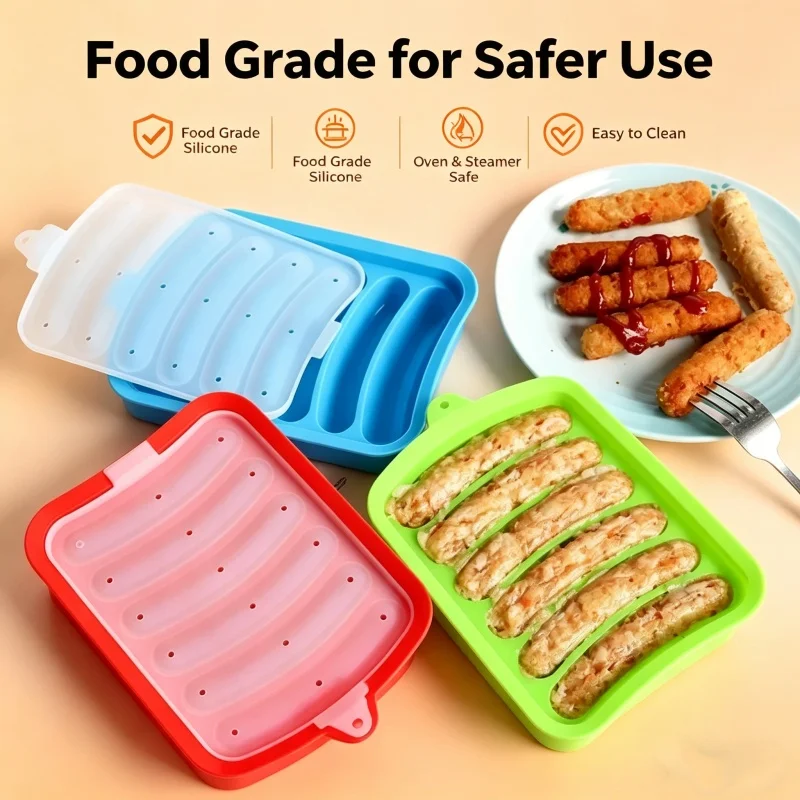 Baby Food Dogs - 食品グレードシリコン製ソーセージ型 蓋付き 耐熱 簡単洗浄 ベビーフードサプリメント DIY