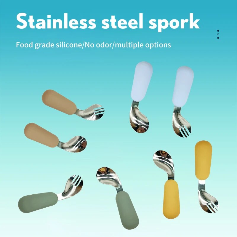 Baby Food Utensils - 赤ちゃんのスプーンとフォークのセット,子供の道具,かわいいカトラリー,食品用,316ステンレス鋼の食器