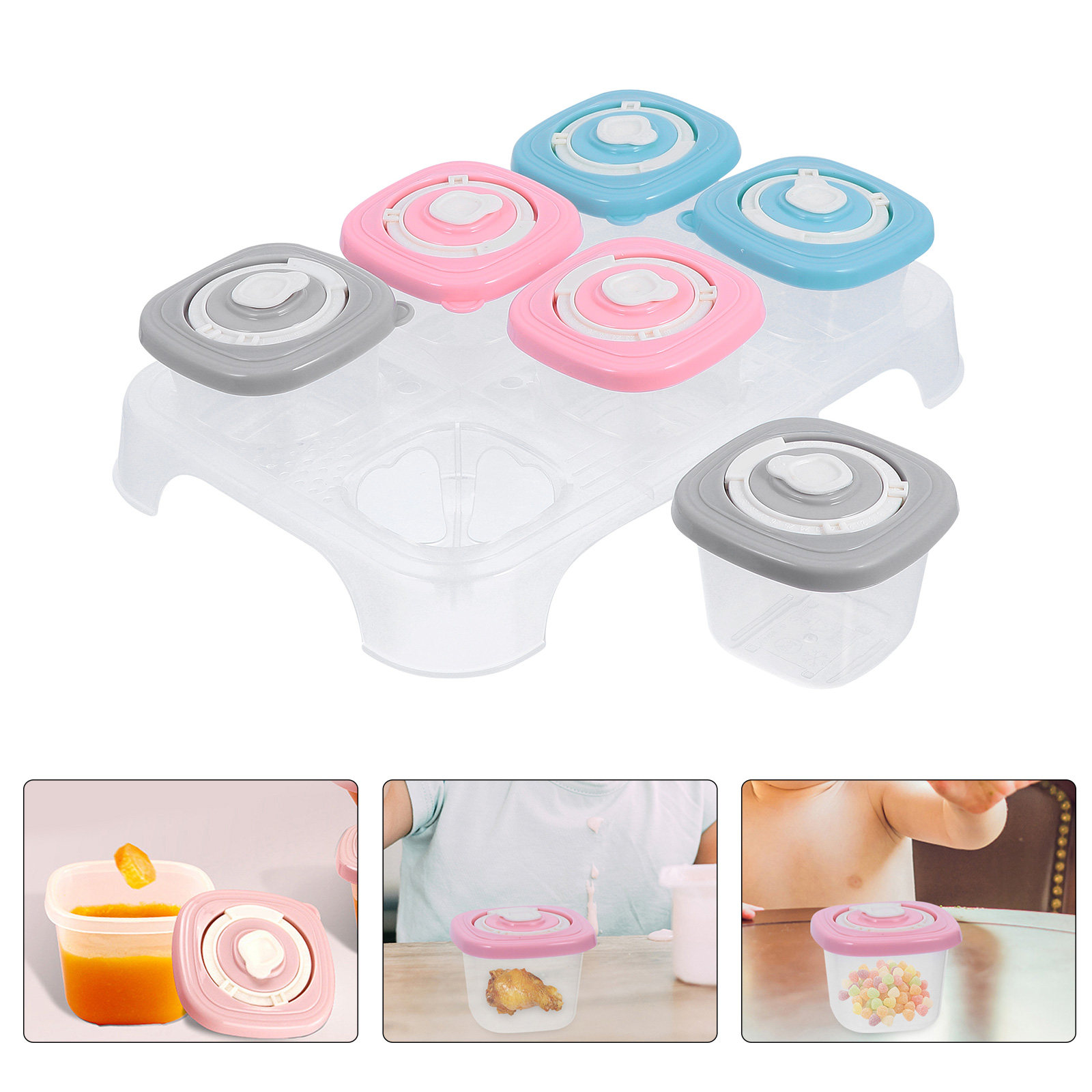 Baby Food Organizer - 1セット ベビーフード収納ボックス ブロック 高品質PP TPEシリコン製 6コンパートメント