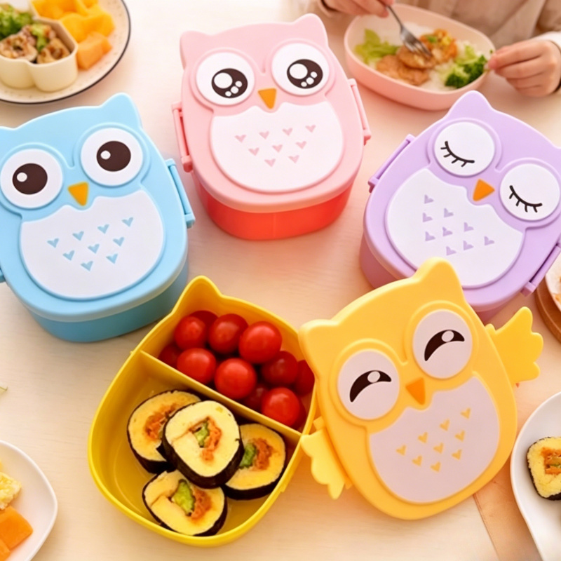 Baby Food Organizer - 子供と学生向けの携帯用プラスチック製ランチボックス、食器付き弁当箱
