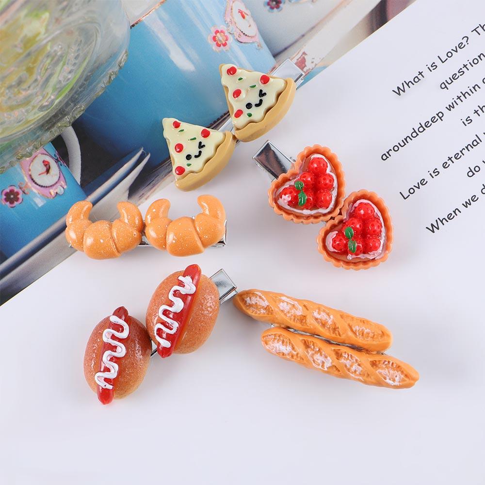 Baby Food Dogs - 面白いかわいいピザ模擬食品ホットドッグ女の子のための女性のヘアクリップ韓国バレッタ BB ヘアピンカモノハシサイドクリップ