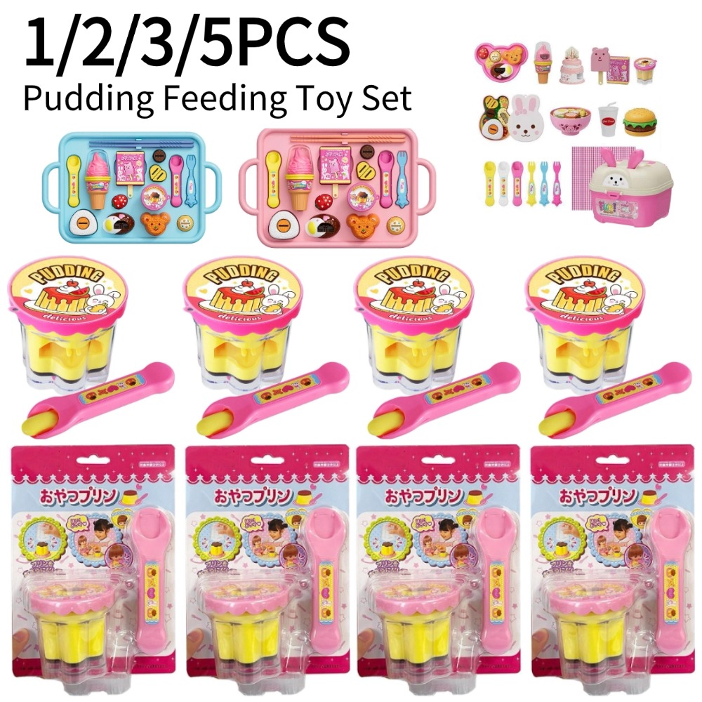 Baby Food Doll - ごっこ遊びプリンのおやつセット 魔法のスプーン付き 模擬食品 キッチンおもちゃ 子供向け インタラクティブな役割遊び