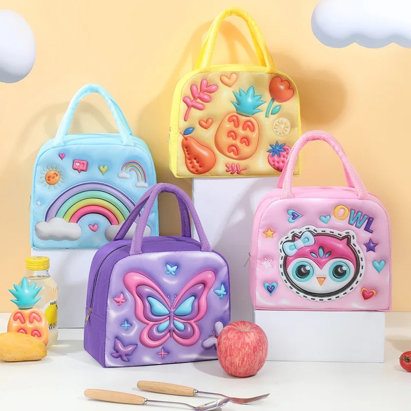 Baby Food Zip Lock Bag - 子供用ランチバッグ 3D漫画フード収納バッグ キッズ用 厚手アルミホイル製フレッシュアイスバッグ ランチ用フルーツ収納ボックス