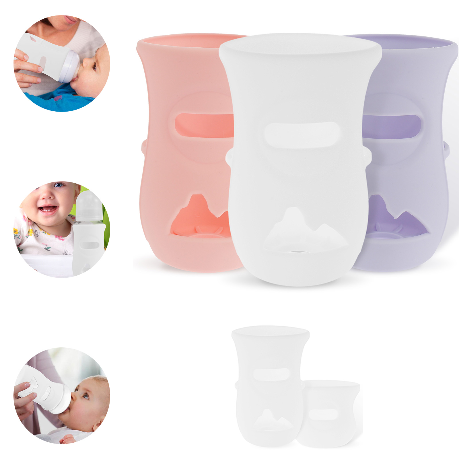 Baby Food Packaging - シリコンスリーブ シリコン哺乳瓶カバー 断熱ガラスボトル AVENT ガラスナチュラル哺乳瓶 4/8オンスと互換性あり