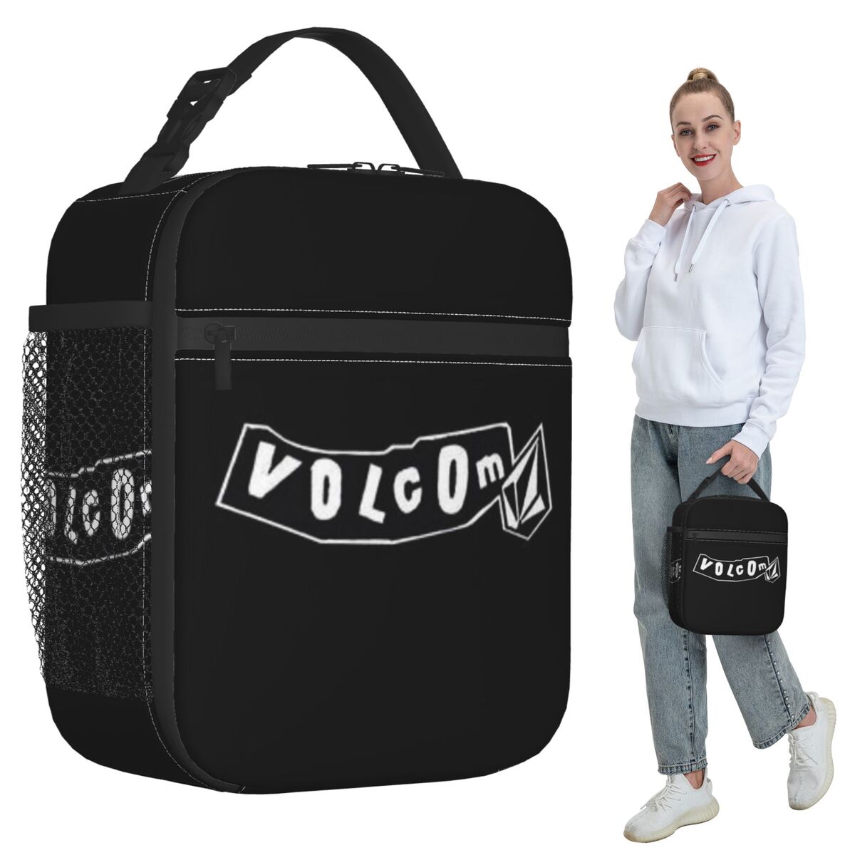 Baby Food Logo - V-Volcom ロゴ入り断熱ランチバッグ 子供用 学校用クーラー 保温食品ボックス トートバッグ