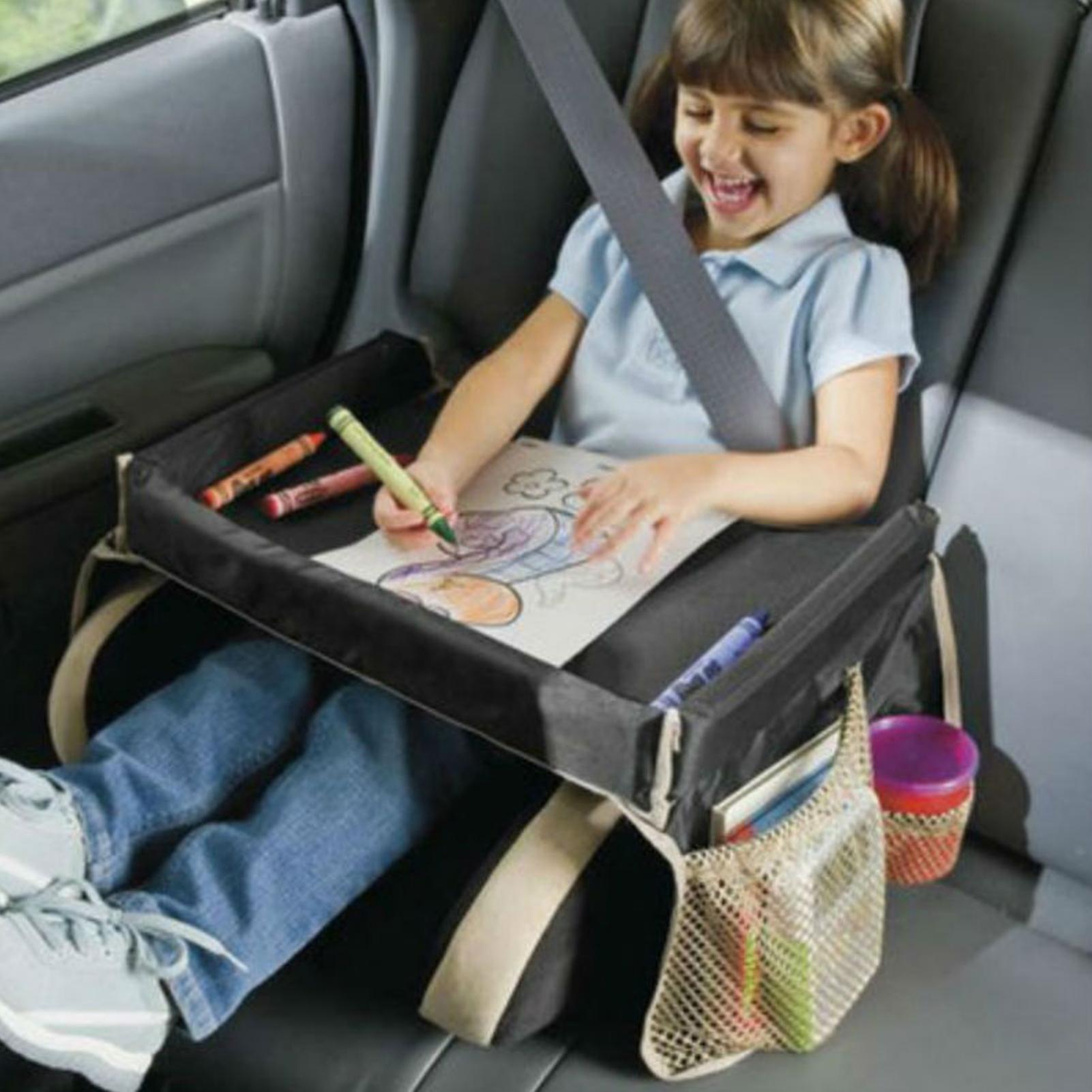 Snack Cup Toddler - 子供用車載おもちゃテーブル、ユニバーサル安全シートトレイ、後部座席子供用テーブルツール、おもちゃ、電話収納ポケット、ラップデスク