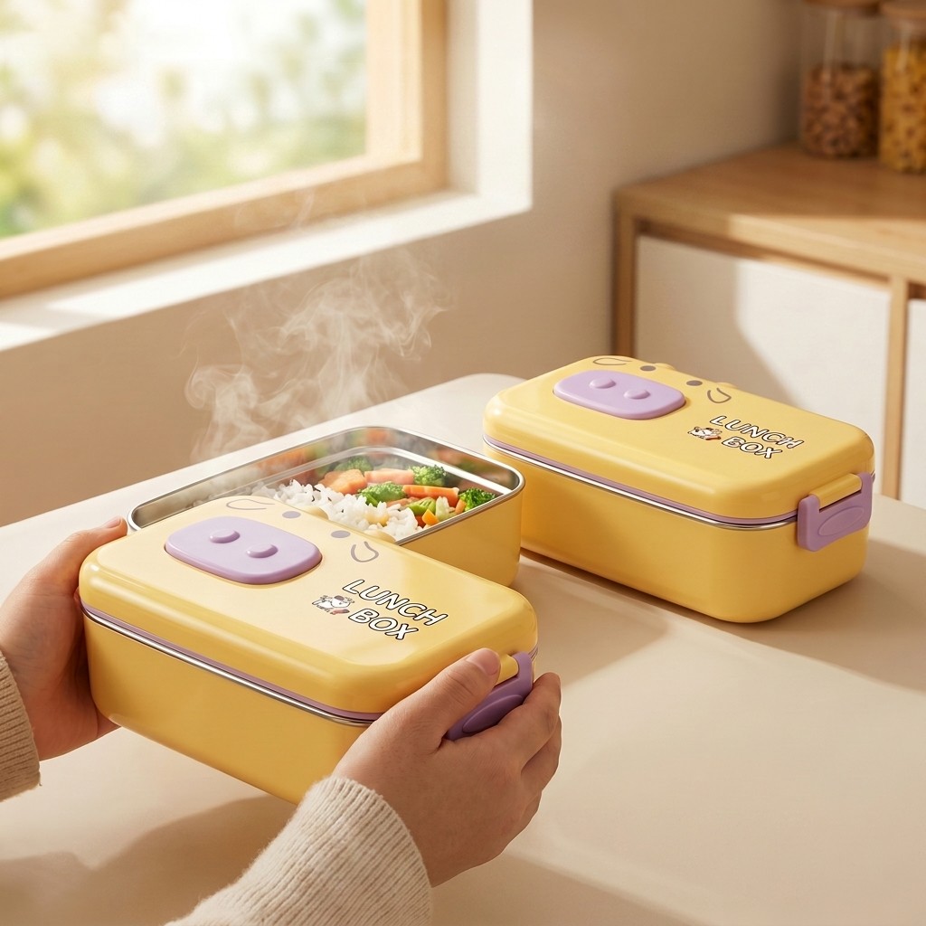 304ステンレス製弁当箱、漏れ防止仕切り付き子供用ランチボッ - Baby Food Organizer のレビューと価格