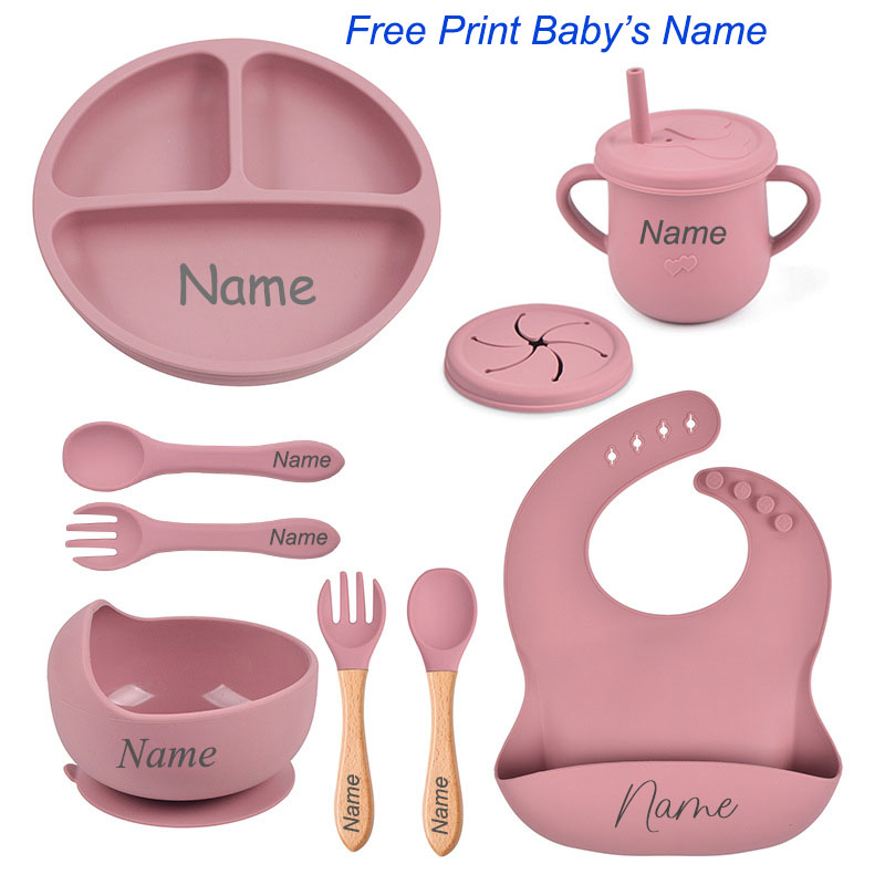 8 個のシリコーン食器セットパーソナライズされた名前ロゴベビ - Baby Food Logo のレビューと価格