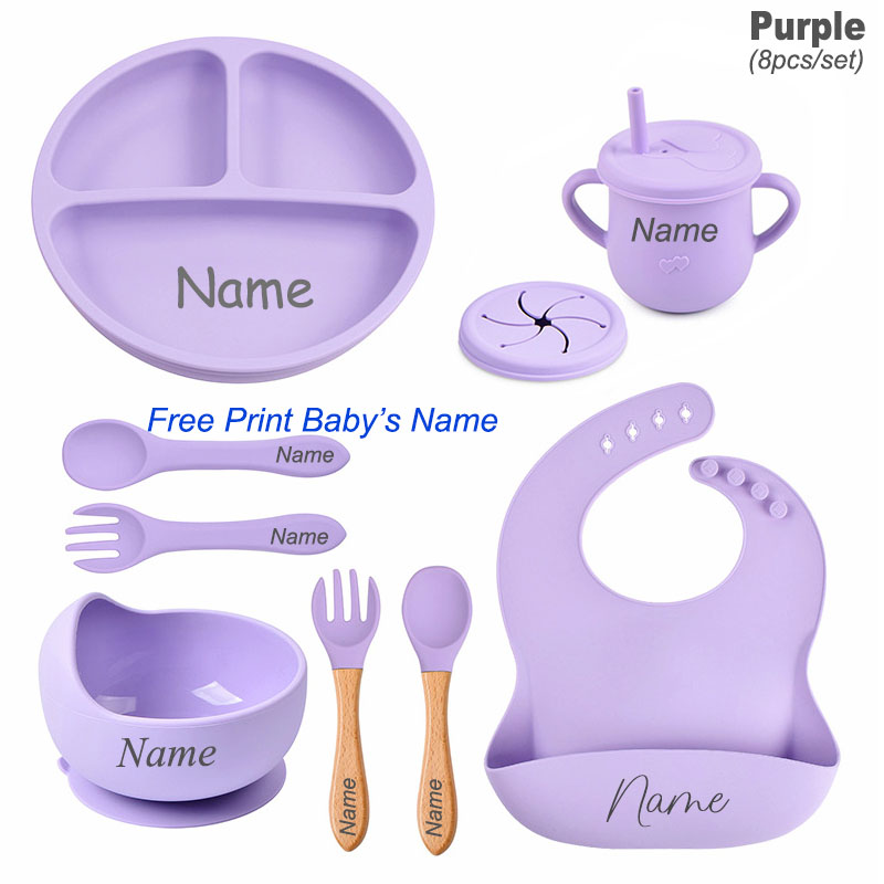 8 個のシリコーン食器セットパーソナライズされた名前ロゴベビ - Baby Food Logo のレビューと価格