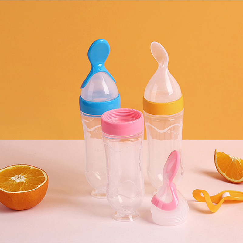 絞る哺乳瓶シリコーン新生児トレーニング米シリアル食品スプーン - Baby Food Utensils のレビューと価格