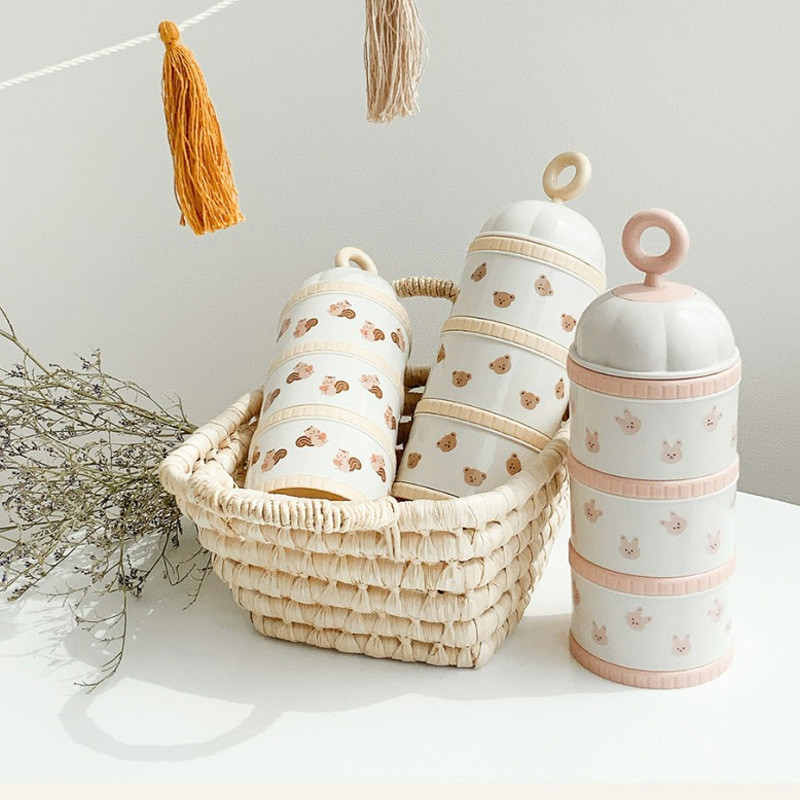 かわいいクマの粉ミルクボックス離乳食アクセサリー新生児 3  - Baby Food Organizer のレビューと価格