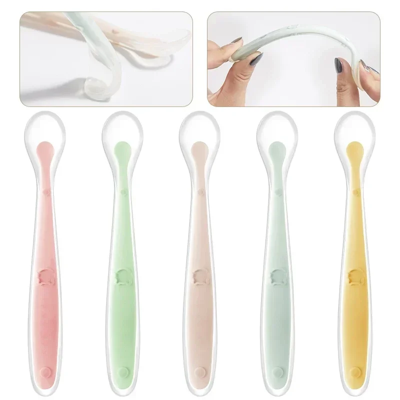 ソフトシリコンベビースプーン幼児補完食給餌トレーニングスプー - Baby Food Utensils のレビューと価格