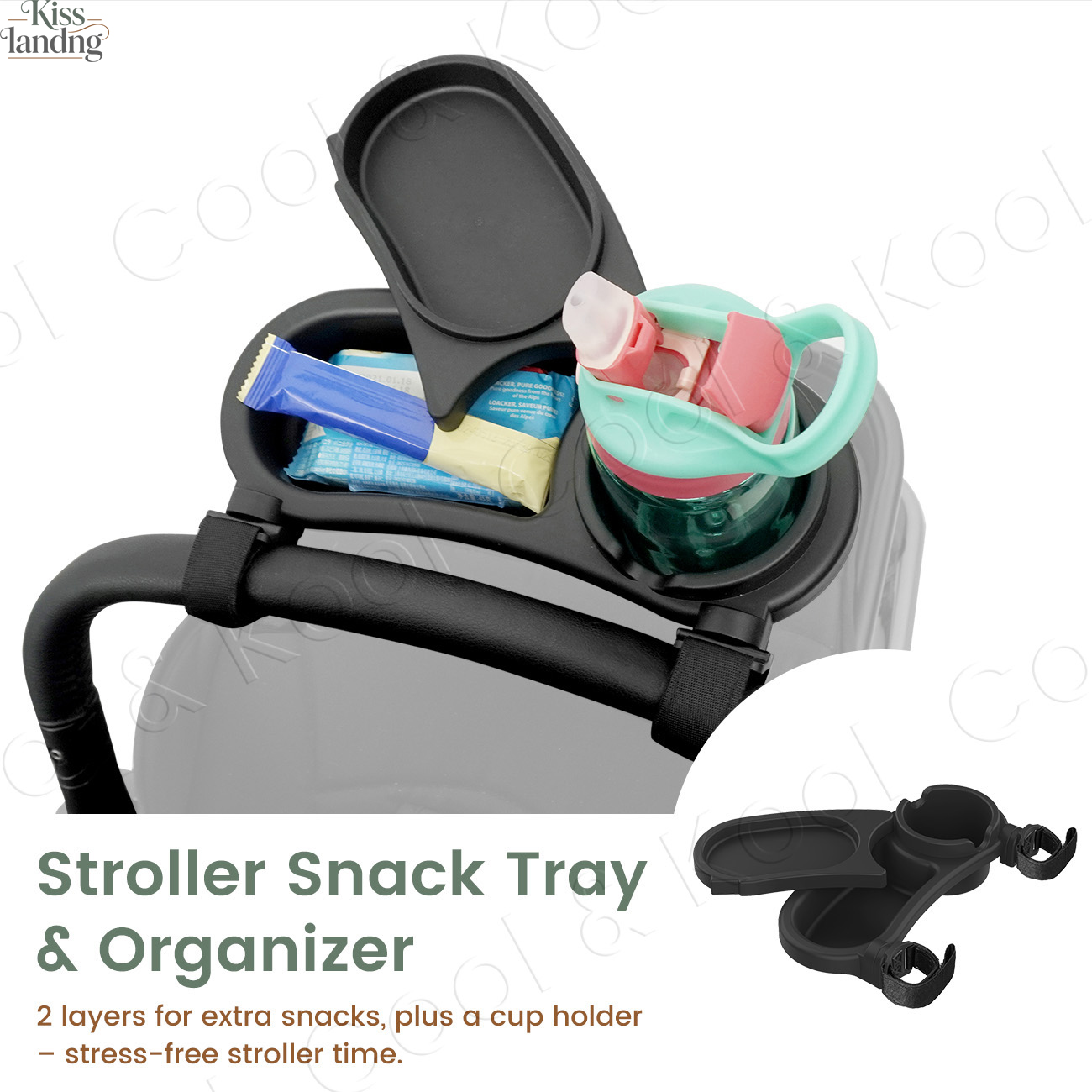 ユニバーサルベビーカー用スナックトレイ、ウェビング付き二層カ - Snack Cup Toddler のレビューと価格