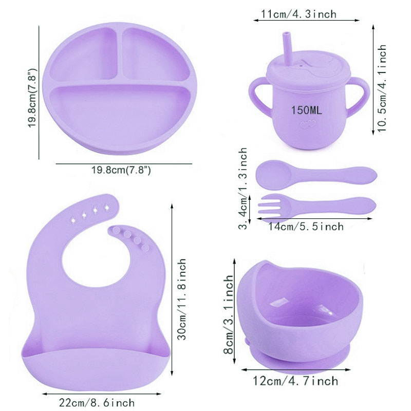 6 個のシリコーン給餌セット赤ちゃんのためのパーソナライズさ - Baby Food Logo のレビューと価格