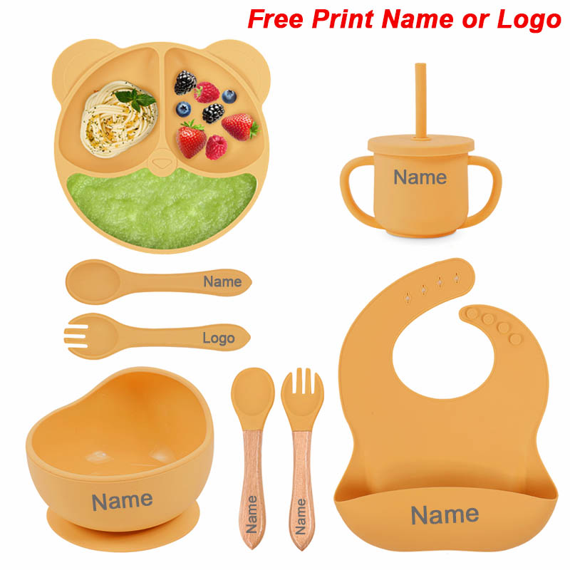給餌セットシリコーンベビー吸盤ボウル皿プレート子供のためのク - Baby Food Utensils のレビューと価格