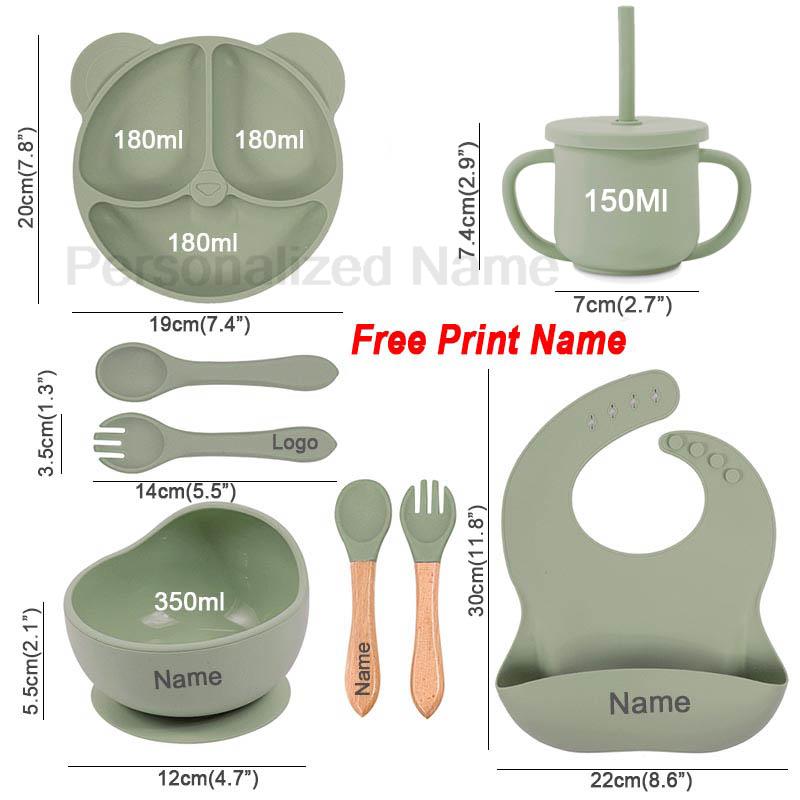 給餌セットシリコーンベビー吸盤ボウル皿プレート子供のためのク - Baby Food Utensils のレビューと価格