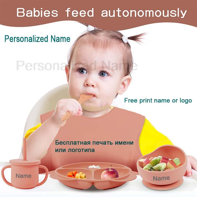 給餌セットシリコーンベビー吸盤ボウル皿プレート子供のためのク - Baby Food Utensils のレビューと価格